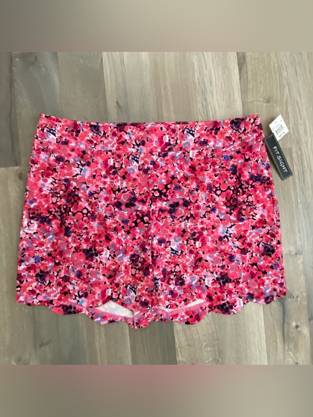 Women’s Short Scallop Hem Petite X-Large Pockets Floral Stretch Summer Golf NEW